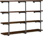 Industrial Iron Pipe Shelves, 3 Set 4-Tier 41.5" Tall 12" Depth, DIY Open Bookshelf Bookcase, Wall Mounted Vintage Retro Shelving, Rustic Farmhouse Pantry Kitchen Storage, Black Shelf Brackets