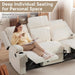 Manual Reclining Sofa, Space-Saving Reclining Couch with Convertible Table & Cup Holders & Storage Pockets, Compact 3-Seater Recliner Couch for Living Room, Home Theater & Apartment (Beige)