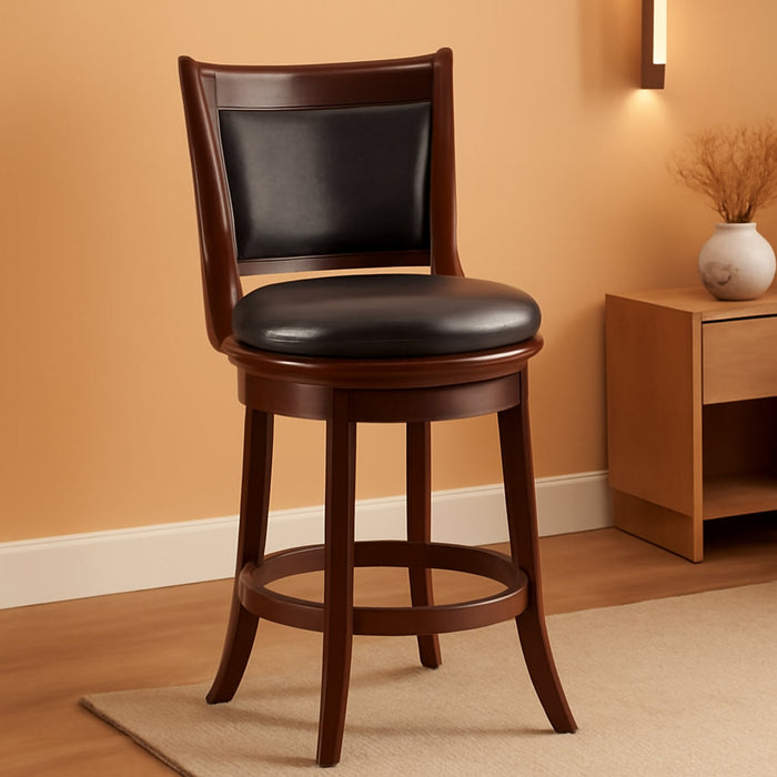 Augusta Bar Height Swivel Stool, 29-Inch, Cappuccino with Dark Brown PU