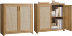 VASAGLE Boho Buffet Cabinets, Set of 2, with Rattan-Look Doors