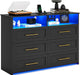 Black Six Drawer Dresser With LEDIlluminationTechnology