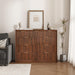 Fluted Tall Dresser for Bedroom, 9 Drawer Chest of Drawers,Walnut