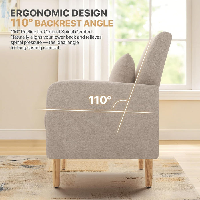 Beige Upholstered Contemporary Accent Chair With Legs