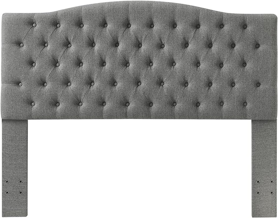 Linen Upholstered Tufted Button Queen Headboard and Comfortable Fashional Padded Queen/Full Size Headboard - Granite