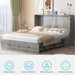 Queen Size Murphy Bed with Tri-Folding Mattress，Murphy Bed with Charging Station and 2 Large Storage Drawers for Small Spaces/Bedroom（Grey）