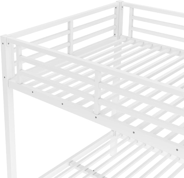 Full over Full Bunk Bed for Adults, Full Size Bunk Beds Frame with Build in Ladder and Full Length Guardrail, Easy Assemble Bunkbeds, Noise Reduced, Mattress Not Included, White