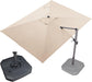 Patio Umbrella with Base 9' X 11.5' 360° Rotation Control Beige