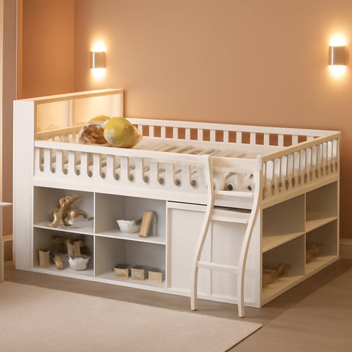 Queen Size Loft Bed Integrated LEDLighting Headboard