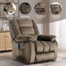 Manual Recliner Chair with Timer Heating and Massage, Ergonomic Overstuffed Breathable Fabric Reclining Chair, Single Sofa with Side Pockets for Living Room Home Theater(Tan)