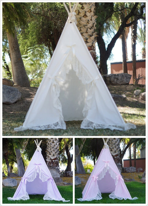 Pinkalicious Lace Teepee, Kids Teepee, Tipi, Play Tent, Wigwam or Playhouse with Extra Long Ruffle