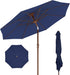 9Ft-Patio-Umbrella W/Push Button Tilt & Crank | Navy Blue | Outdoor Table Umbrellas W/ 8 Fiberglass Ribs | Large Market Umbrella Heavy Duty for Garden Deck Backyard Pool