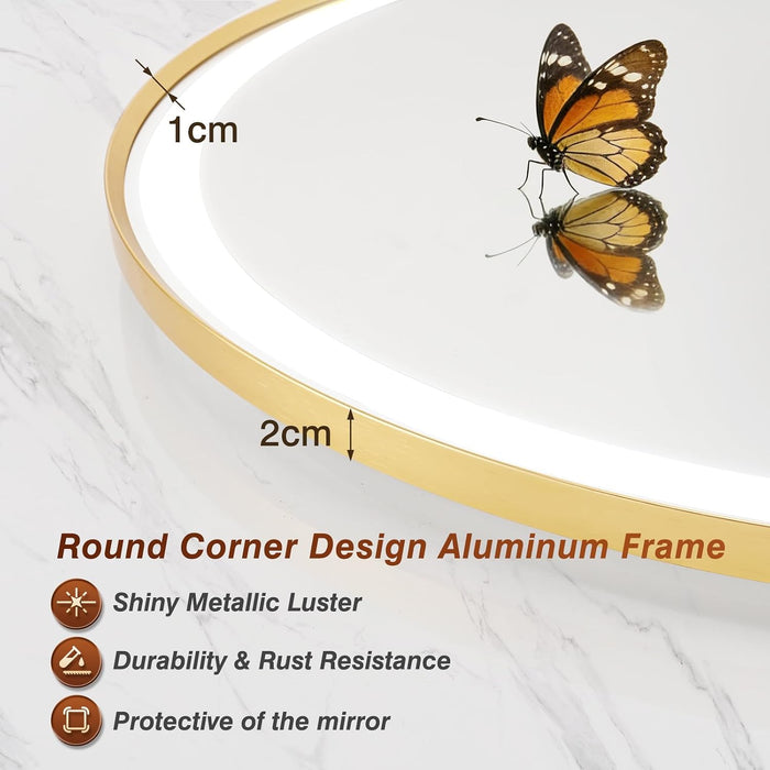 24X40 Inch Oval Gold Framed LED Bathroom Mirror with Lights, Wall-Mounted Mirror with Anti-Fog, 3 Color Temperature, Dimmable Brightness, Waterproof, Tempered Glass, Frontlit & Backlit