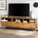 Millie Mid Century Modern 3 Drawer Solid Wood Low TV Stand for Tvs up to 80 Inches 70 Inch Caramel