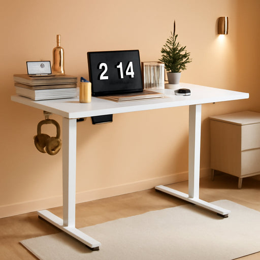 Electric Standing Desk Adjustable Height, Stand up Home Office Desk, 40X24 Inches Sit Stand Desk with Memory Preset, White