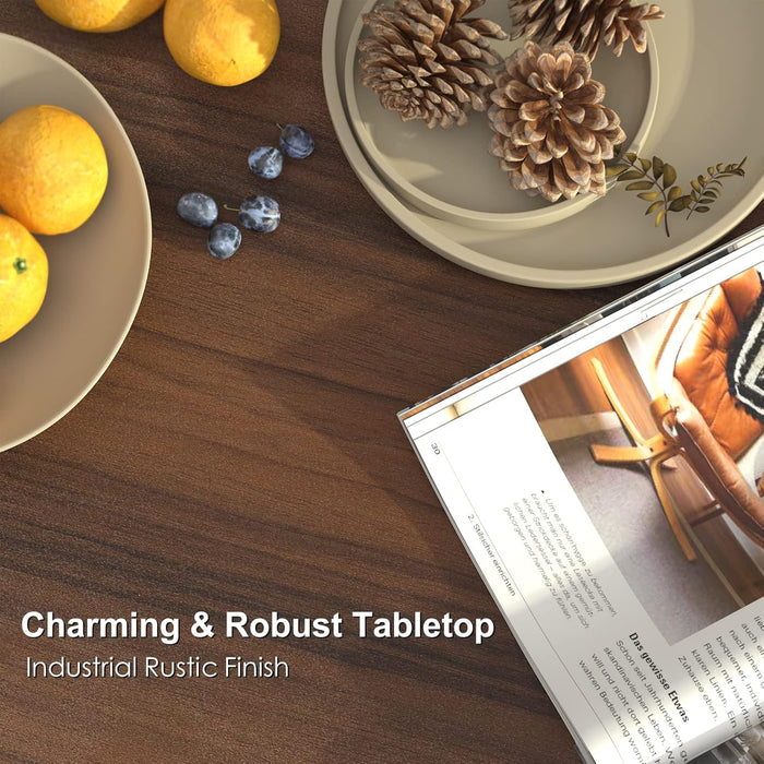 Coffee Table, Mid Century Modern Center Table for Living Room with Storage, Walnut Tea Table with Drawer, Open Storage Shelf, Floor-Anti-Scratching Pine Leg for Home, Office(Dark Brown)