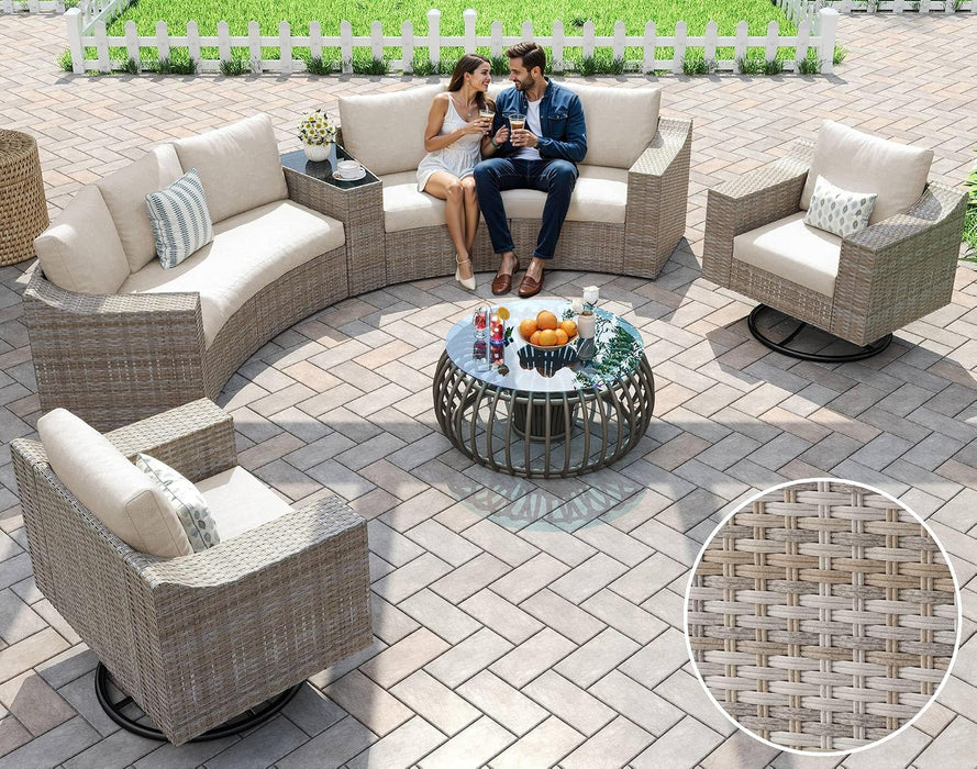 9-Piece Patio Furniture Set with Rocking Chairs & Storage Table