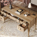 Oak Distressed Farmhouse Office Desk System Bookcase