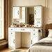 Brown Vanity Desk With BuiltInLED Lighting Mirror