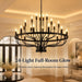Large Black Chandelier 24-Light, round 39 in Wagon Wheel Light | 3-Tier Farmhouse Candle Pendant with E12 Base for Dining Room, Foyer, Living Room, Hallway, High Ceiling