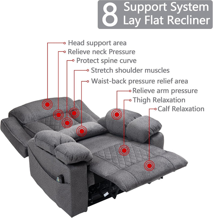 Big Man Power Lay Flat Lift Recliner Chair,Grey