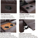 3PCS Recliner Sofa Set Vegan Leather Reclining Couch Set  Living Room Furniture Sets Manual Reclining Sofa Set with Cup Holders/Storage Console/Flip down Table for Home/Office (Brown, 3PCS Set)