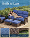 Luxury Outdoor 5-Pieces High Back Patio Furniture Set with 6'' Thick Cushions, 3-Seater Sofa with Swivel Rocker Chairs and Ottomans, Ideal for Porch, Poolside, Deck, and Yard (Blue)