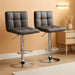 Bar Stools Modern PU Leather Adjustable Swivel Barstools, Armless Hydraulic Kitchen Counter Bar Stool Extra Height Square Island Barstool with Back Set of 2 (Leather, Deep Gray)