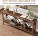 70.9-Inch Narrow Sofa Table, Industrial Long Sofa Table behind Couch, Entry Console Table with Storage for Entryway, Living Room, Foyer, Unique Design, Brown Glossy