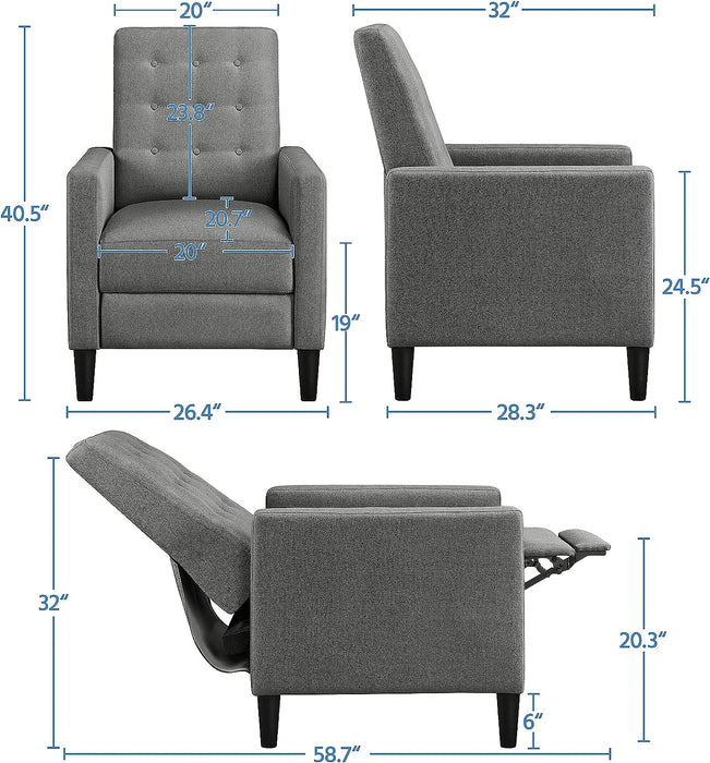 Fabric Recliner Chair with Thicker Cushion