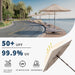 10FT Patio Umbrella Outdoor Market Umbrella with Crank and Tilt, 8 Flexible Fiberglass Ribs, Uv-Resistant Waterproof Canopy for Patio, Deck, Garden, Backyard, Beige