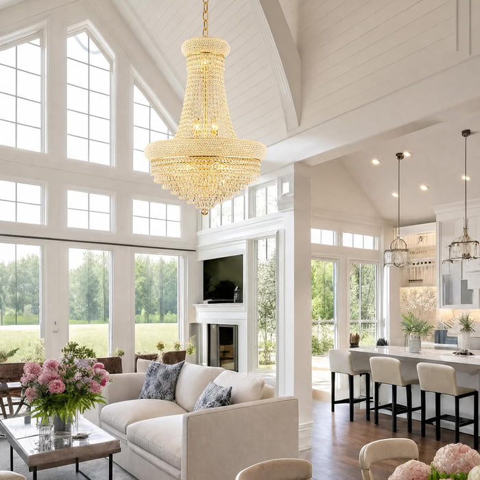 Empire Crystal Chandelier 24Inch Gold Finish Dining