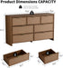 Rattan 7 Drawer Dresser for Bedroom,55" Wide,Walnut,Modern Chest of Drawers with 7 Large Storage Space and Curved Edge Design, 7 Drawer Large Dresser for Bedroom