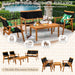 4 Pieces Acacia Wood Patio Conversation Sets, Patio Furniture Set with Hand Woven Rope Seats and Back, Outdoor Chair and Table Set for 4 for Balcony, Backyard, Deck, Poolside