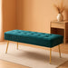 Modern Velvet Bench Ottoman, Upholstered Bedroom Benches Footrest Stool Button-Tufted Table Bench Dining Bench with Gold Metal Base for Entryway Dining Room Living Room Bedroom, Atrovirens