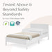 Cora Wood Twin Bed with Removable Guardrails - Wood Twin Bed with Slats Supports for Girls & Boys Teens, No Box Spring Needed, White Oxford Stripes