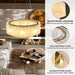 D23In Alabaster round Chandelier, Modern Marble Dining Room Chandeliers, 2 Tiers Brass Drum Pendant Light Fixtures, Gold Ceiling Light Chandelier for Living Room, Bedroom Lights, Foyer, Kitchen