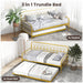 Twin Size Golden Metal Daybed with Trundle and Lockable Wheels