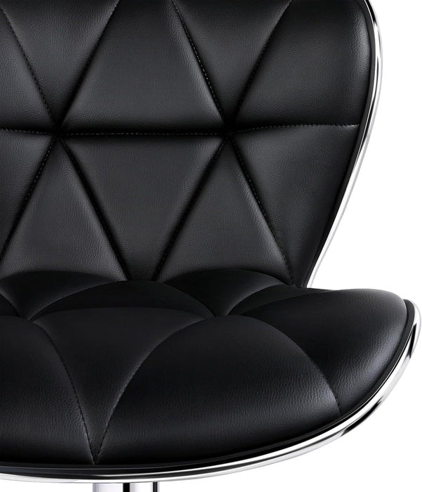 Bar Stools Set of 2, Adjustable PU Leather Swivel Barstools with Shell Back, Bar Chairs with Footrest for Home Kitchen, Black