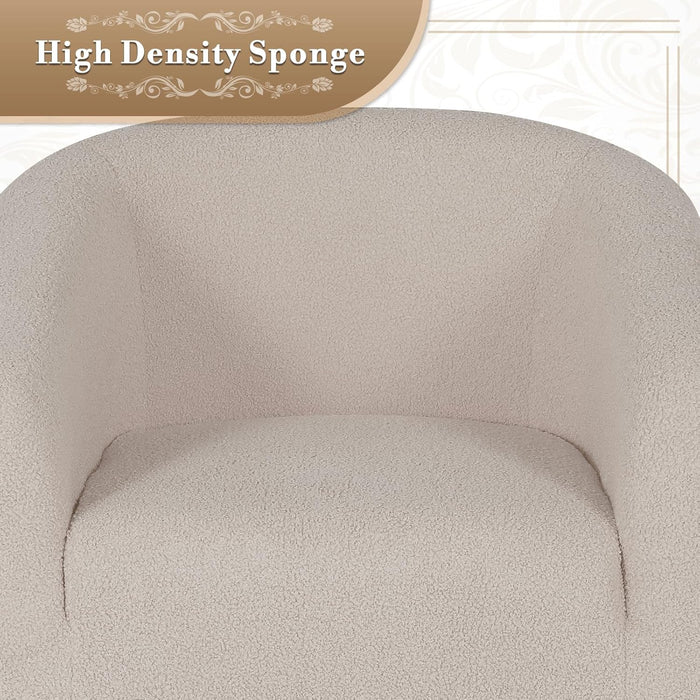 Modern Barrel Accent Chair, Furry Cozy Reading Arm Chair for Adults, Soft Comfy Upholstered Sofa Armchair for Corner, Living Room, Bedroom, Reception Room, Grey