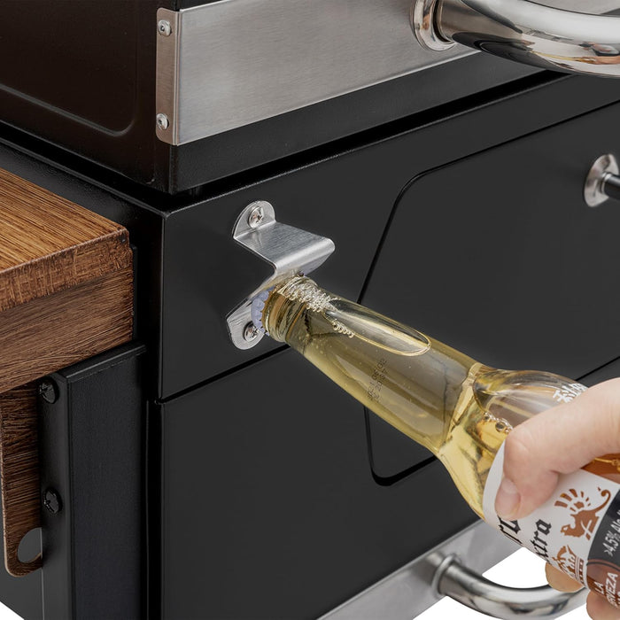 CD1824M 24-Inch Charcoal Grill, BBQ Smoker with Handle and Folding Table, Perfect for Outdoor Patio, Garden and Backyard Grilling, Black, Medium