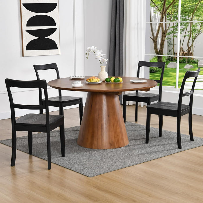 Black Wooden Dining Chairs Set of 2,Ladder Back Kitchen Chairs