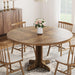 round Dining Table for 4, 47 in Farmhouse Circle Kitchen Table with Wood Tabletop and Stable Base, for Home Dining Room Living Room, Brown (Only Table)