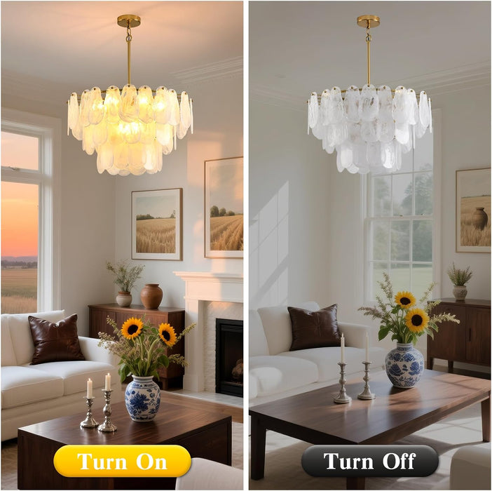 Gold Crystal Glass Chandelier 23.6 Inches Lighting