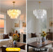 Gold Crystal Glass Chandelier 23.6 Inches Lighting