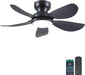 36 Inch Modern Ceiling Fans with Lights, Small Flush Mount Ceiling Fan, Remote/App Control, 5 Reversible Curved Blades, 6 Speeds, 3 CCT Dimmable Lights for Kids Room Bedroom, Black