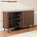 55" Fluted Sideboard Buffet Cabinet with Sliding Door, Mid-Century Modern Wood Sideboard, Adjustable Shelf, Coffee Bar Cabinet with Storage for Kitchen, Walnut