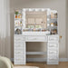White Premium Illuminated Makeup Vanity With Outlet