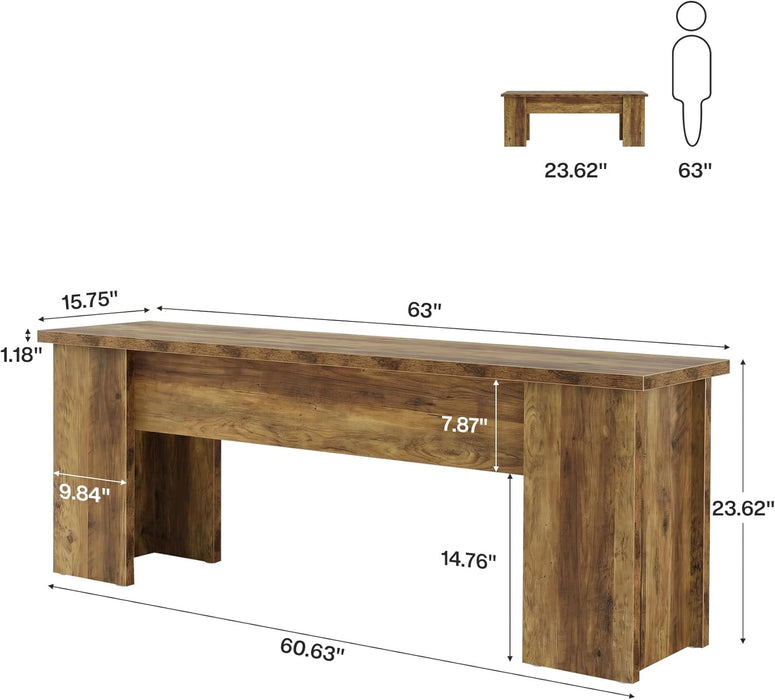 63-Inch Low Console Table, Farmhouse Wooden Entryway Table, Narrow Long Sofa Table behind Couch for Living Room, Entrance, Hallway