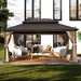 Domi 10x14 EspressoBrown All Weather Gazebo OutdoorPatio