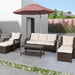 6 Pieces Patio Furniture Set, Wicker Patio Conversation Sets, Outdoor Sectional Rattan Sofa Chairs with Coffee Table, High Back, Ottoman, Cushions for Porch, Deck, Garden, Backyard (Beige)